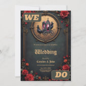 Gotische koets met raven en Rozen. Kaart (Voorkant)