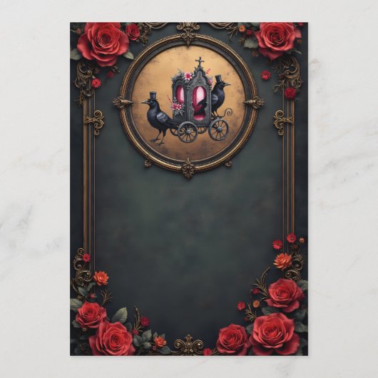 Gotische koets met raven en Rozen. Menu (Achterkant)