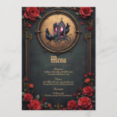 Gotische koets met raven en Rozen. Menu (Voorkant)