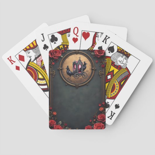 Gotische koets met raven en Rozen. Pokerkaarten (Achterkant)