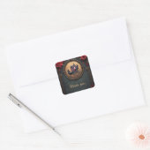 Gotische koets met raven en Rozen. Vierkante Sticker (Envelop)