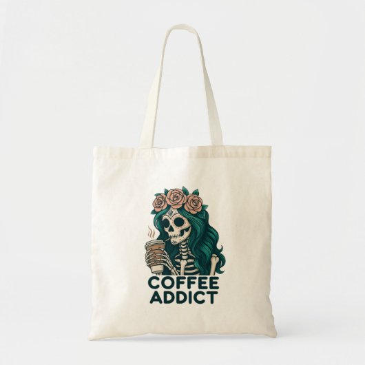 Gotische koffieliefhebber skeleton design shirts tote bag (Voorkant)