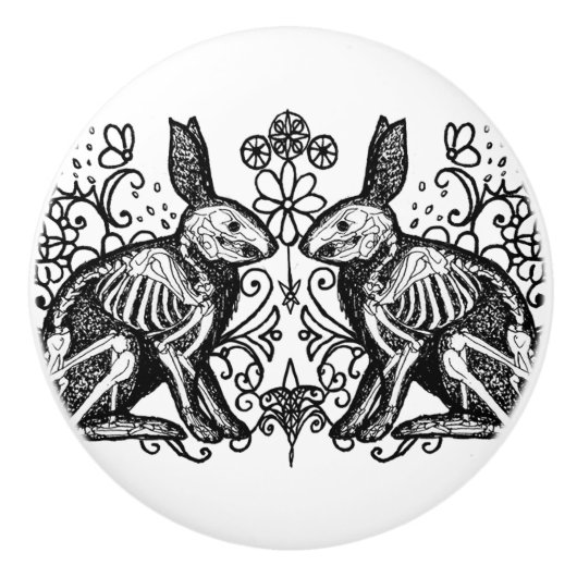 Gotische Konijn Anatomie Keramische Knop (Voorkant)
