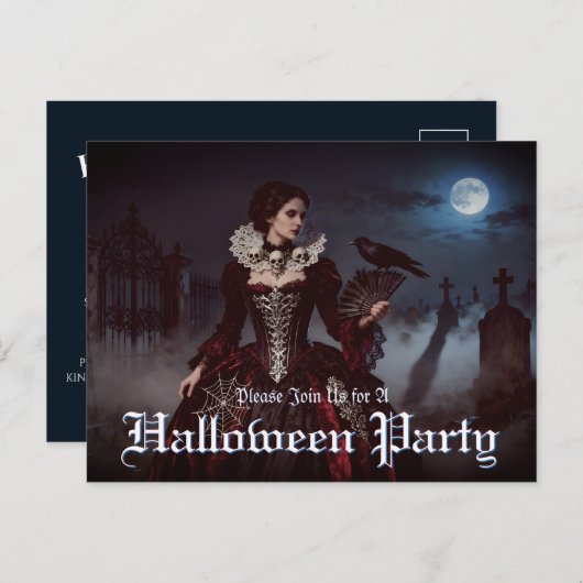 Gotische koningin op het kerkhof van Moonlit Feestdagenkaart (Voorkant / Achterkant)