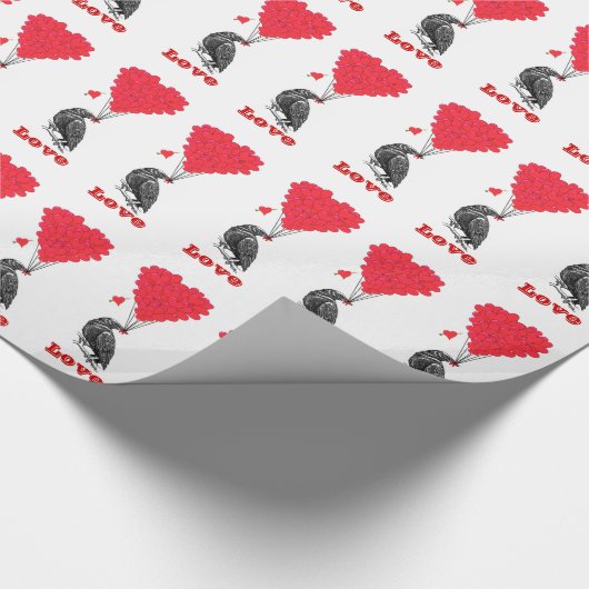 Gotische kraai Valentijnse  houden van hart Cadeaupapier (Hoek)