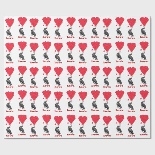 Gotische kraai Valentijnse  houden van hart Cadeaupapier (Vlak)