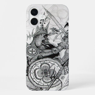 GOTISCHE KRIGERS Zwart Witte Fantasie iPhone 16 Plus Hoesje