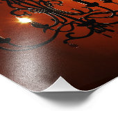 Gotische kroonluchter in rode kamer foto afdruk (Hoek)