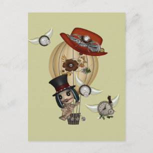 gotische laveau heteluchtballon steampunk kunst briefkaart