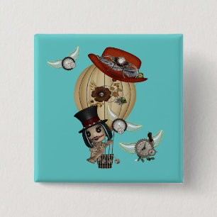 gotische laveau heteluchtballon steampunk kunst vierkante button 5,1 cm