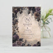 Gotische Lavendel Kant & Rozen Romance Kaart (Staand voorkant)