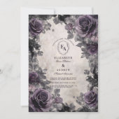 Gotische lavendel Roos met zwarte kant Lijst Kaart (Voorkant)