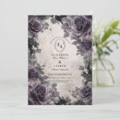 Gotische lavendel Roos met zwarte kant Lijst Kaart (Staand voorkant)
