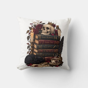 Gotische Lezer Literaire Boekenwurm Schedel & Roze Kussen