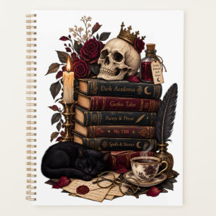 Gotische Lezer Literaire Boekenwurm Schedel & Roze Planner