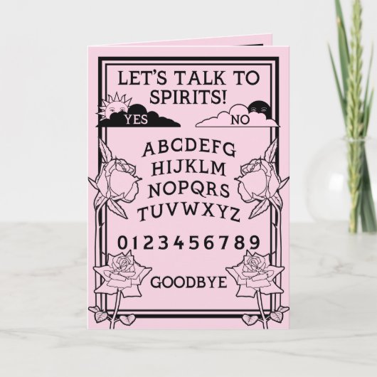 Gotische Licht Roze Zwart Bloemen Spirit Board Kaart (Voorkant)