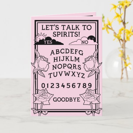 Gotische Licht Roze Zwart Bloemen Spirit Board Kaart (Gele Bloem)