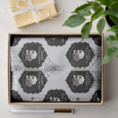 Gotische lichtgrijze bloemenschedel Halloween Tissuepapier (Geschenk)