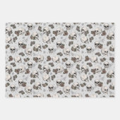 Gotische lichtgrijze schedels en strepen Halloween Inpakpapier Vel (Voorkant 3)