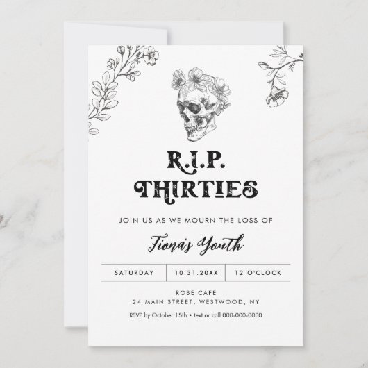 Gotische Liefde 40e Verjaardag Uitnodiging, RIP 30 Kaart (Voorkant)