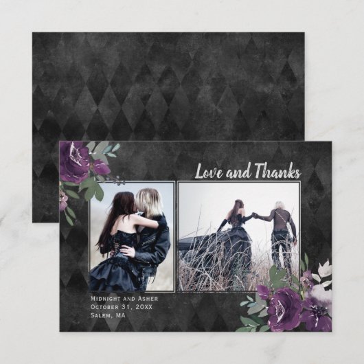 Gotische Liefde en Bedankt Twee Foto Bruiloft (Voorkant / Achterkant)