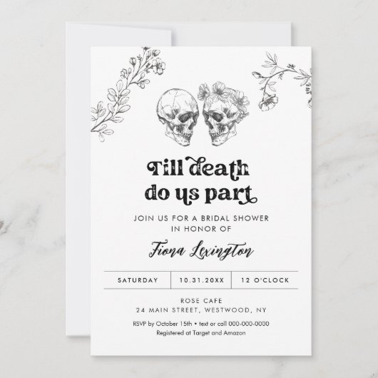 Gotische liefde Halloween bruids douche uitnodigin Kaart (Voorkant)