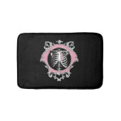 Gotische Liefde | Roze en Zwart Skelet Hart Bloeme Badmat (Voorkant)