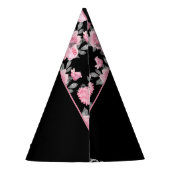 Gotische Liefde | Roze en Zwart Skelet Hart Bloeme Feesthoedjes (Achterkant)