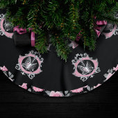 Gotische Liefde | Roze en Zwart Skelet Hart Bloeme Kerstboom Rok