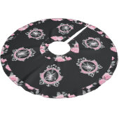 Gotische Liefde | Roze en Zwart Skelet Hart Bloeme Kerstboom Rok (Gekanteld)