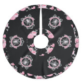 Gotische Liefde | Roze en Zwart Skelet Hart Bloeme Kerstboom Rok (Voorkant)