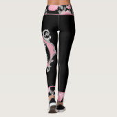 Gotische Liefde | Roze en Zwart Skelet Hart Bloeme Leggings (Achterkant)