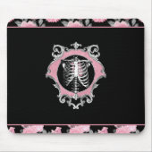 Gotische Liefde | Roze en Zwart Skelet Hart Bloeme Muismat (Voorkant)