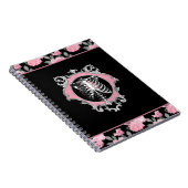 Gotische Liefde | Roze en Zwart Skelet Hart Bloeme Notitieboek (Rechterzijde)