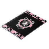 Gotische Liefde | Roze en Zwart Skelet Hart Bloeme Notitieboek (Linkerzijde)