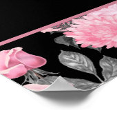 Gotische Liefde | Roze en Zwart Skelet Hart Bloeme Poster (Hoek)