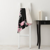 Gotische Liefde | Roze en Zwart Skelet Hart Bloeme Sherpa Deken (In situ)