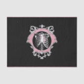 Gotische Liefde | Roze en Zwart Skelet Hart Bloeme Tissuepapier (Voorkant)