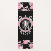 Gotische Liefde | Roze en Zwart Skelet Hart Bloeme Yogamat (Voorkant)