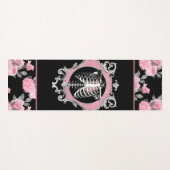 Gotische Liefde | Roze en Zwart Skelet Hart Bloeme Yogamat (Voorkant (horizontaal))