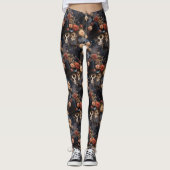  Gotische Liefhebbers Floral Romantisch Skelet Leggings (Voorkant)