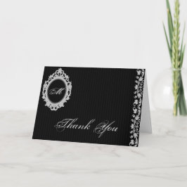 Gotische lijst monogram bedankkaart