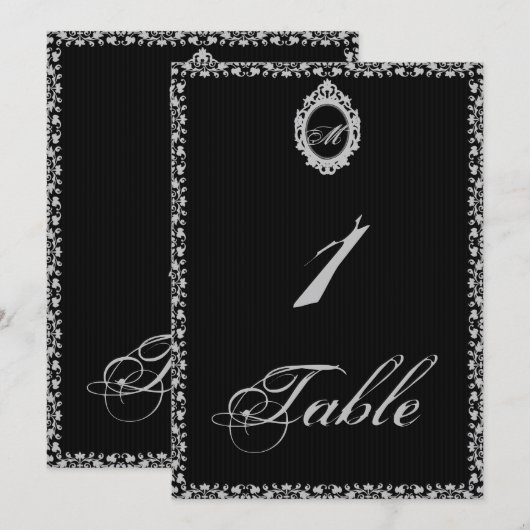 Gotische lijst monogram tafelnummer (Voorkant / Achterkant)