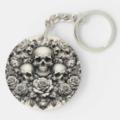 Gotische  look Elegante schedels & Rozen Sleutelhanger (Achterkant)
