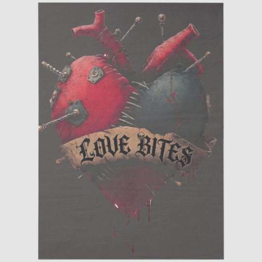 Gotische "Love Bites" Anatomische Hart Illustratie Tissuepapier (Voorkant)