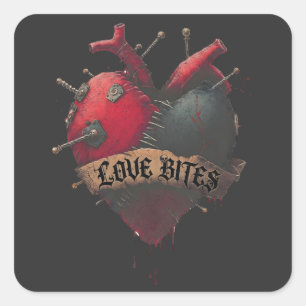 Gotische "Love Bites" Anatomische Hart Illustratie Vierkante Sticker