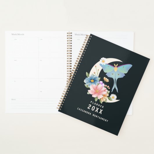 Gotische Luna Moth Floral Moon Gepersonaliseerde n Planner (Display)
