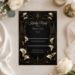 Gotische Luxe Bruiloft RSVP Kaartje