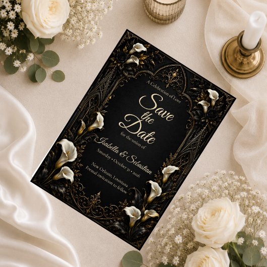 Gotische Luxe Bruiloft Save The Date