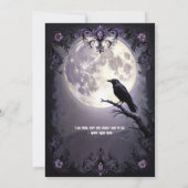 Gotische Maan & Raven Huwelijksuitnodigingen Donke Kaart (Achterkant)